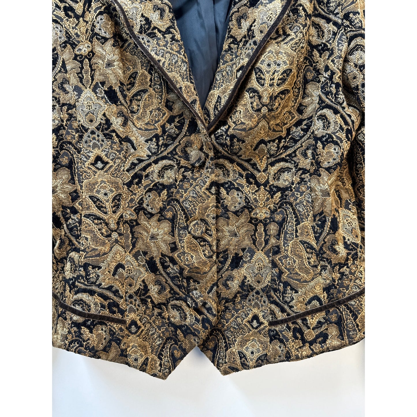 ERIN LONDON Women’s Gold & Black Brocade Baroque Floral Blazer Jacket S