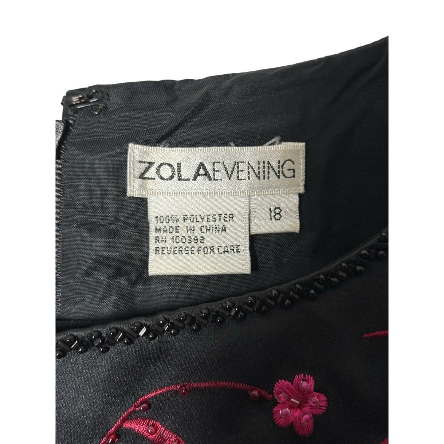 Zola Evening Black Floral Embroidered Sleeveless Top Size 18 Beaded Formal