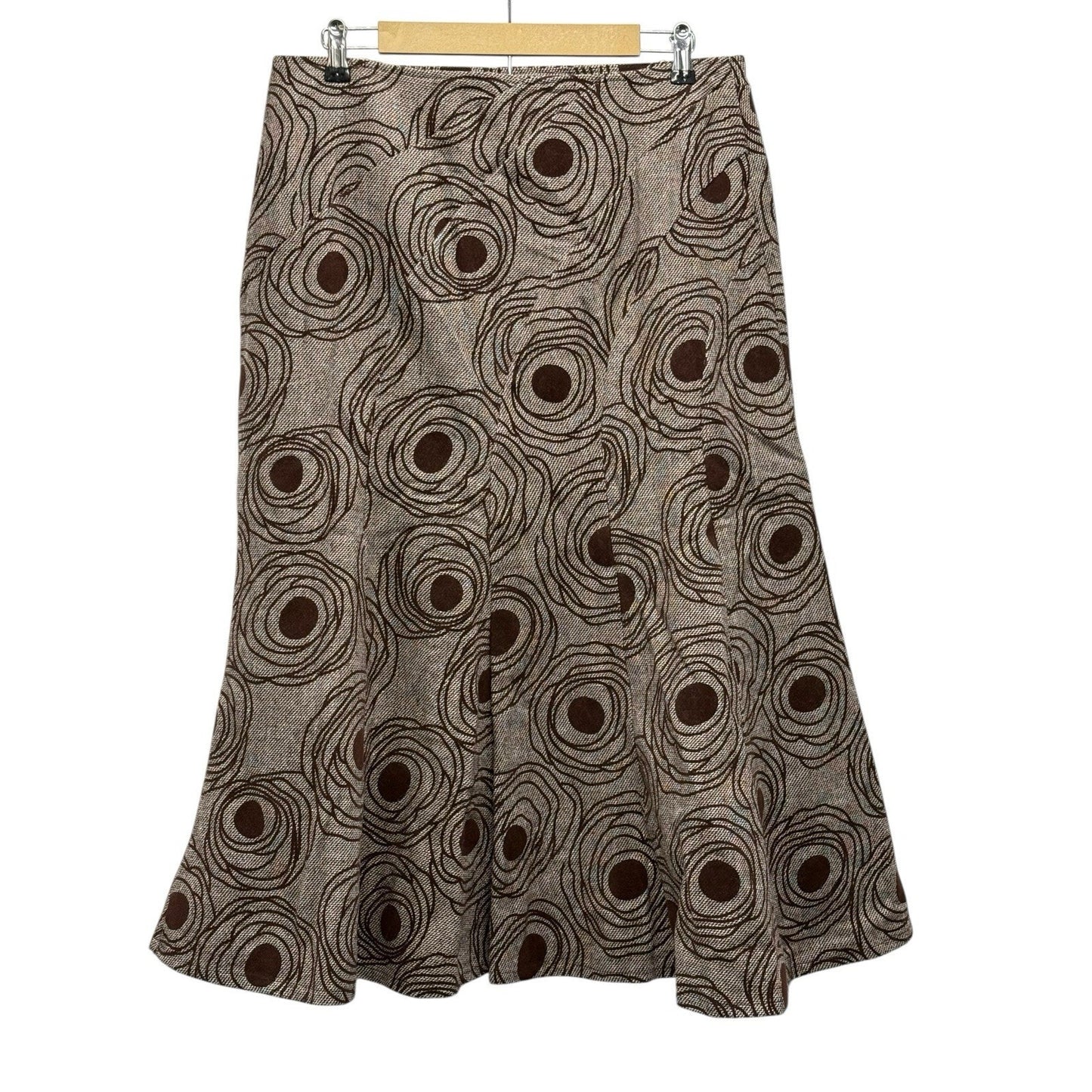 Modelia Brown Wool Blend A-Line Skirt – Circle Print, Size XXL, 33” Long