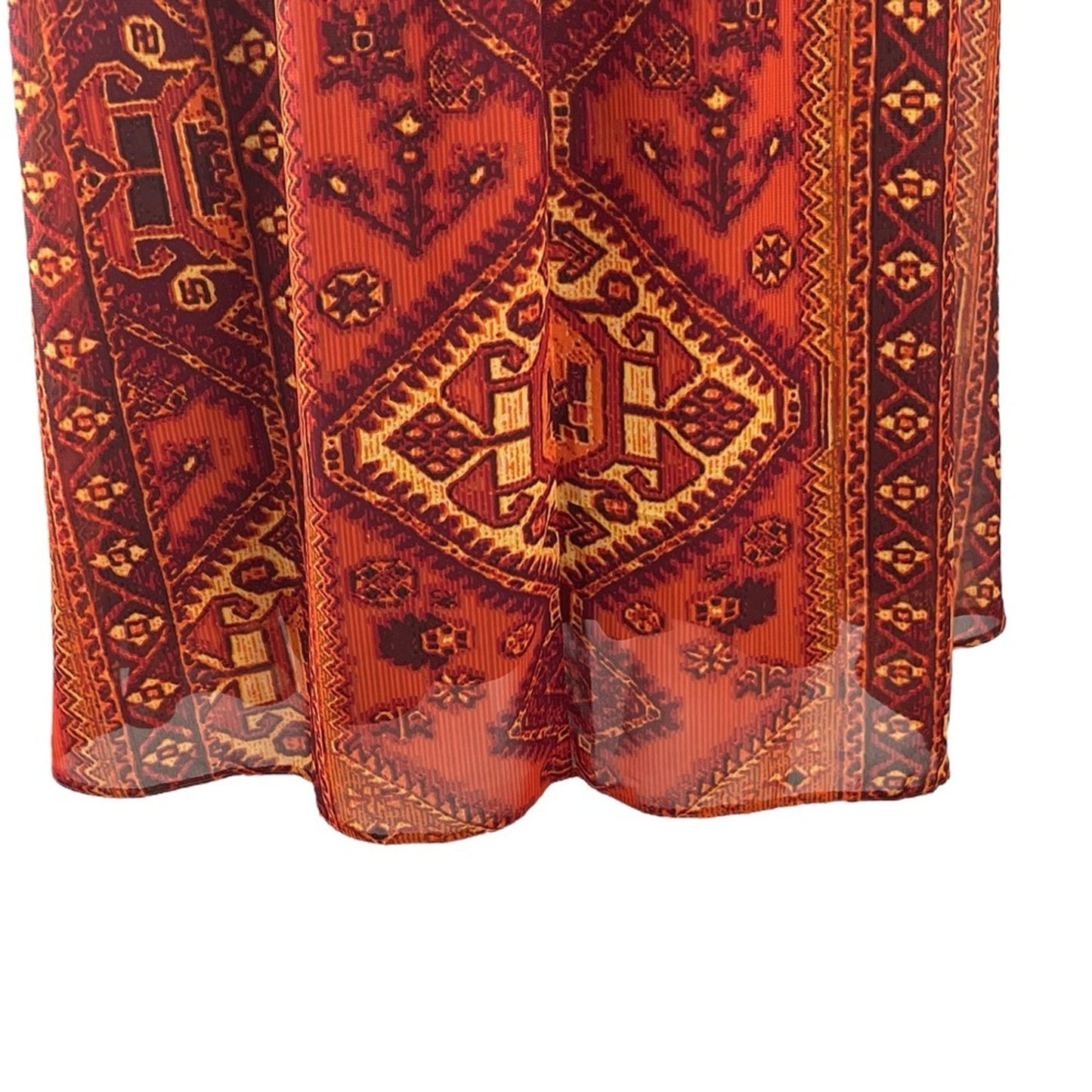 Anthology Tapestry Print Boho Midi Dress Long Sleeve Size Small