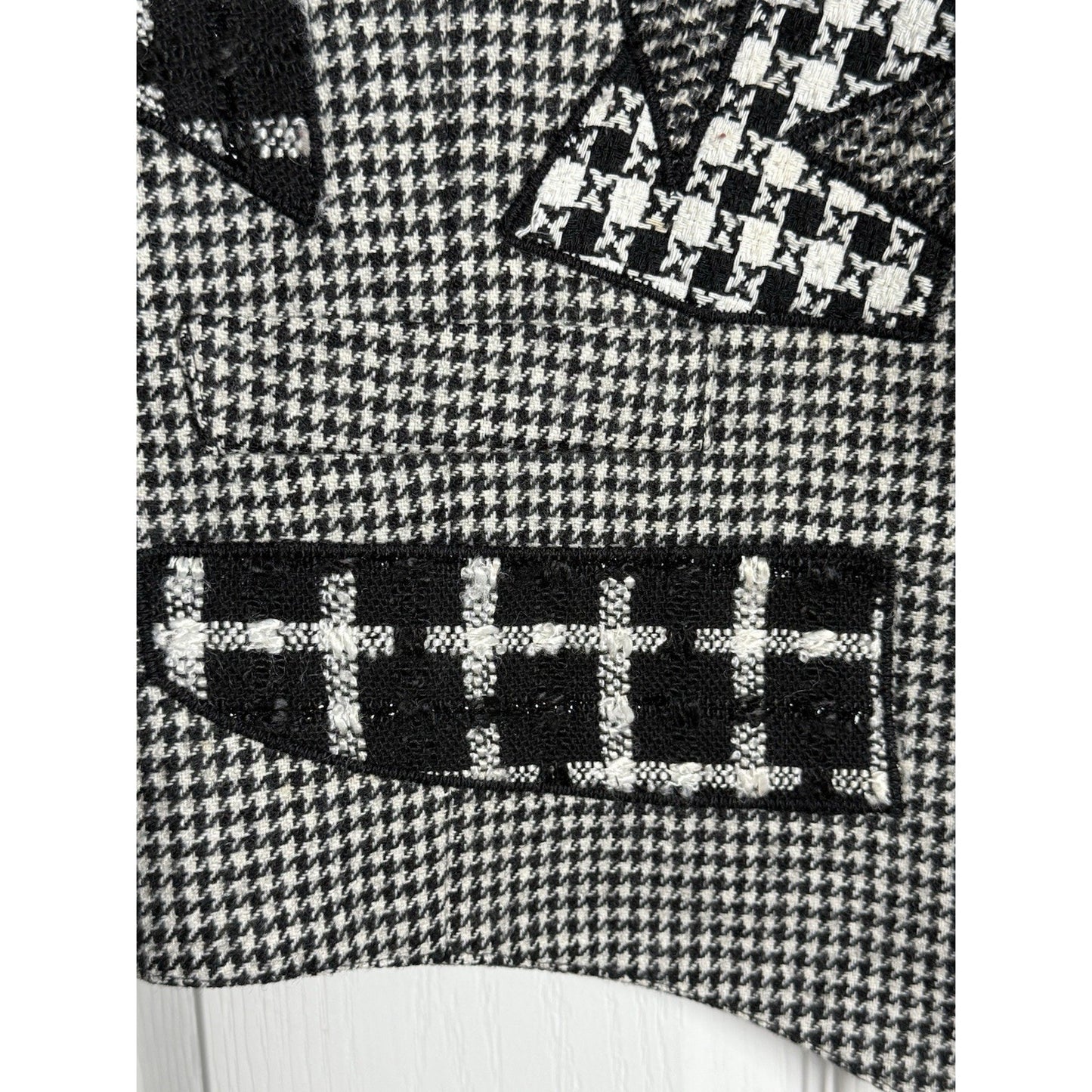 Vintage Patchwork Houndstooth Wool Blend? Vest Sz M USA Made Women Retro Mod