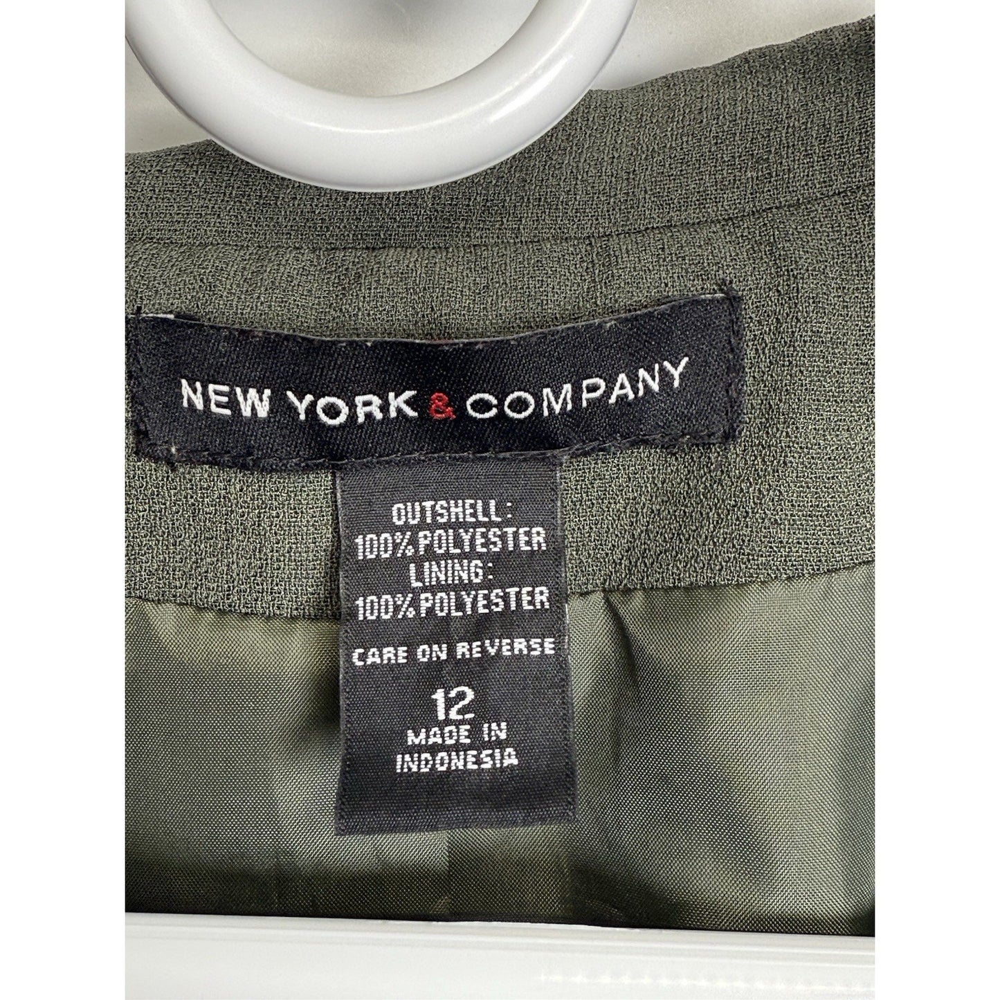 New York & Company Women’s Blazer Size 12 Olive Green 3-Button Career Jacket