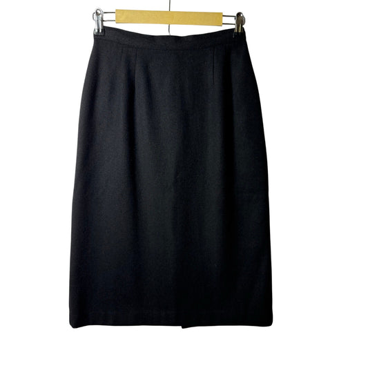 Vintage Briggs New York 100% Wool A-Line Skirt Size 8 Black Mod Preppy Classic