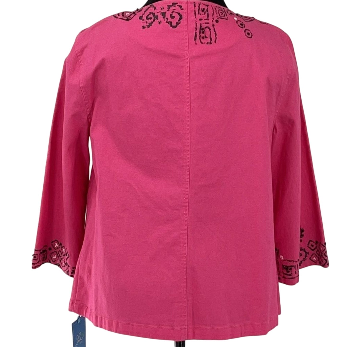 Lara Lane Boho Chic Pink Embroidered Artistic Tribal Statement Jacket  Size 10