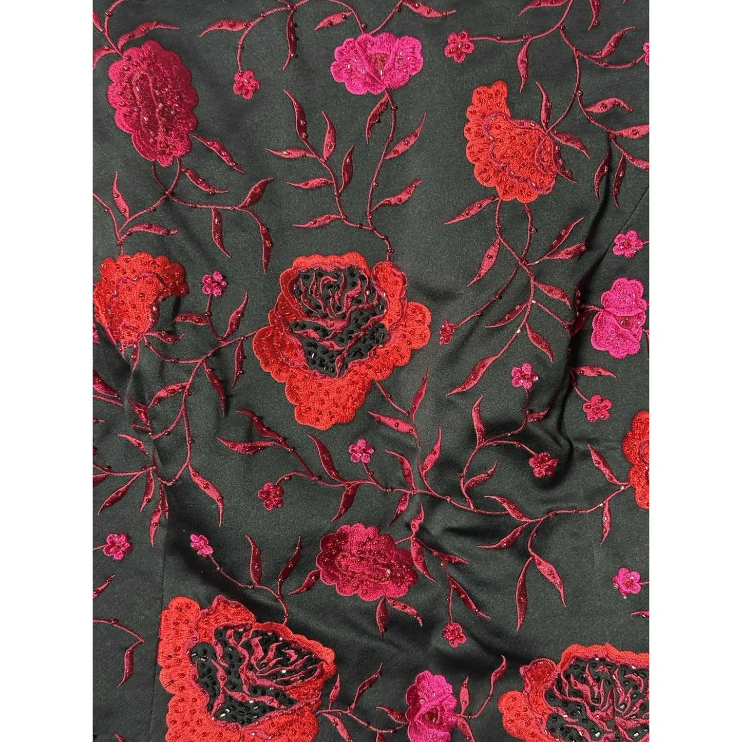 Zola Evening Black Floral Embroidered Sleeveless Top Size 18 Beaded Formal