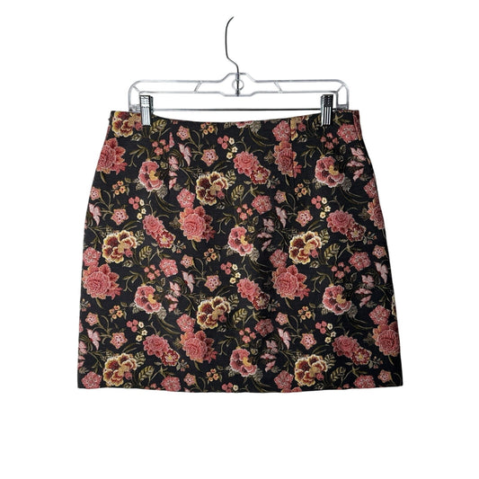 LOFT Floral Brocade Mini Skirt – Size 8 – Black Pink Gold