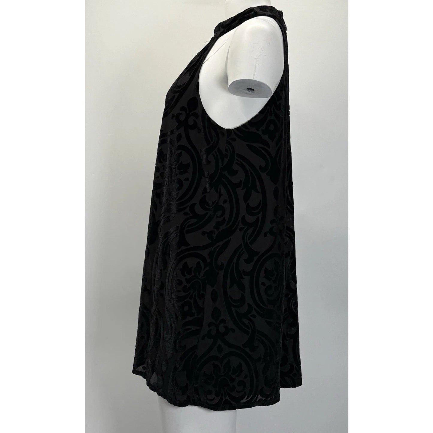 Francesca’s Women’s Small Black Burnout Velvet Halter Dress Made in USA
