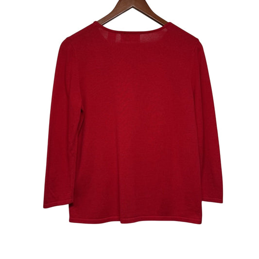 Alfred Dunner Red Floral Cotton Blend Sweater – Petite Small Floral Black Rhinestone
