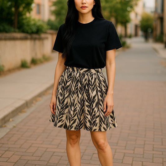 Talbots Petite Animal Print Cotton A-Line Skirt Size 10P