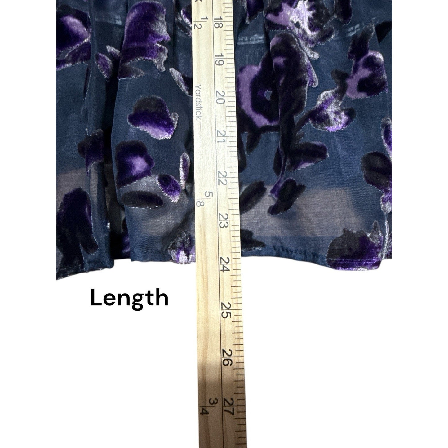 Faded Glory Sheer Navy Purple Velvet Burnout Top Sz XXL Fairy Boho