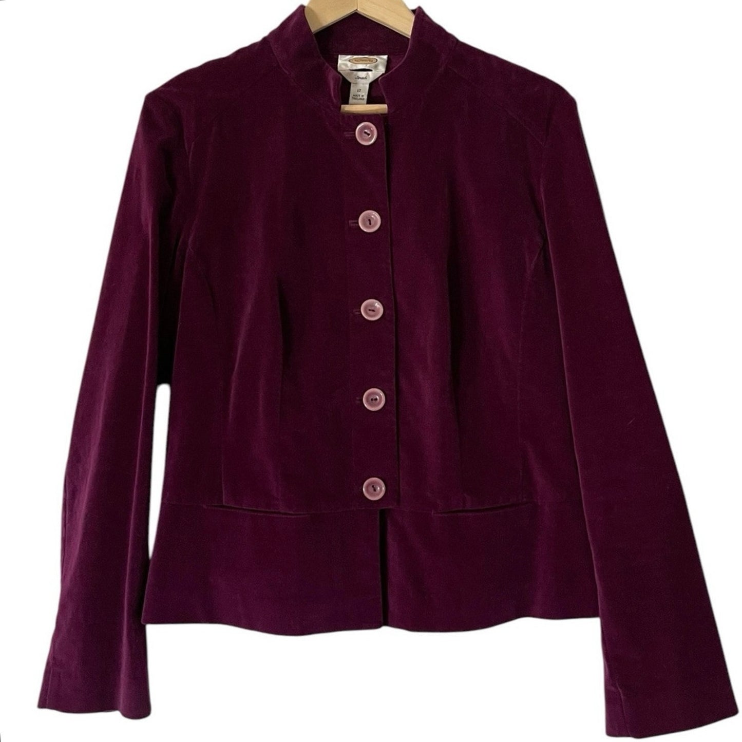 Talbots Plum Velvet Blazer – Size 12 – Mandarin Collar, Peplum Hem