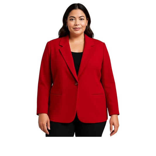 Sag Harbor Red Blazer 100% Pure New Wool  – Size 18 Classic Single Button Jacket
