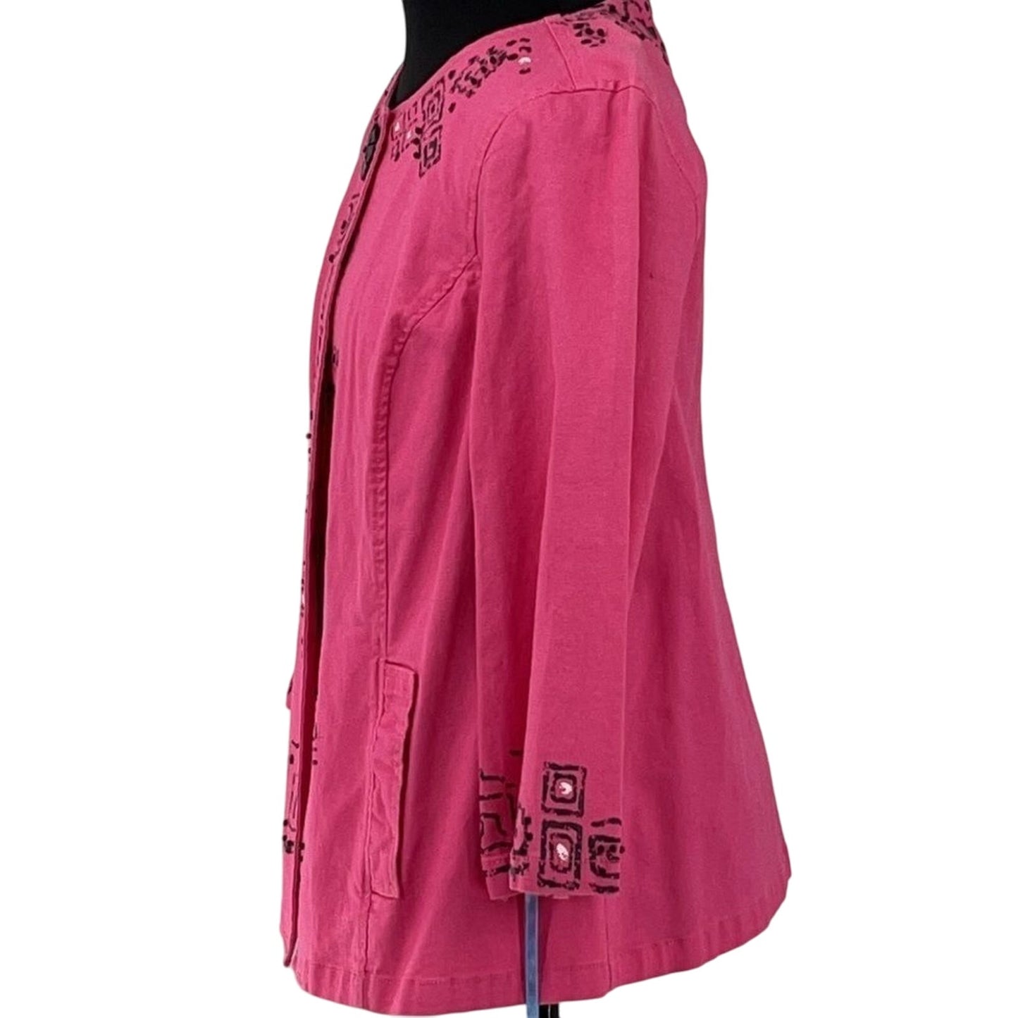 Lara Lane Boho Chic Pink Embroidered Artistic Tribal Statement Jacket  Size 10