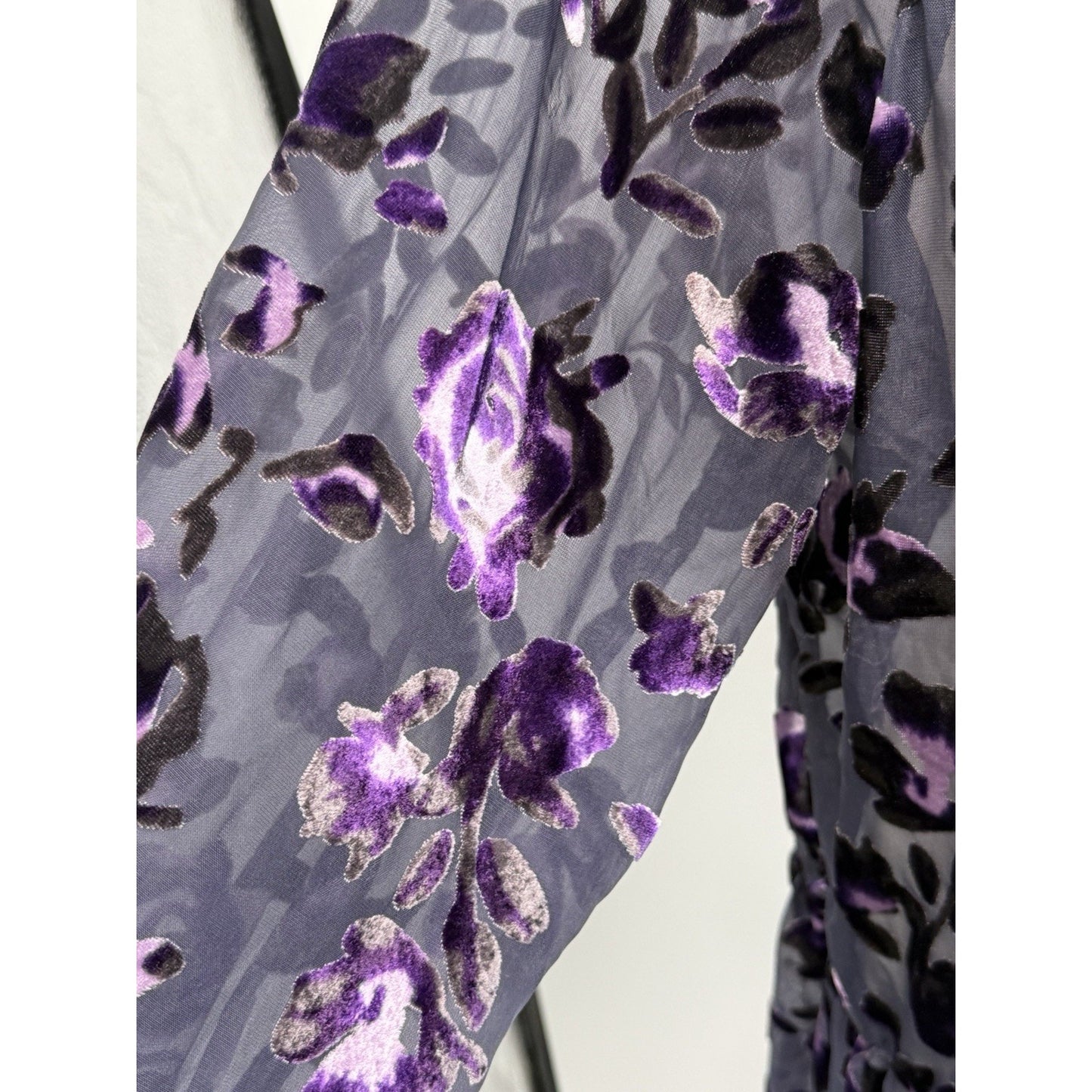 Faded Glory Sheer Navy Purple Velvet Burnout Top Sz XXL Fairy Boho