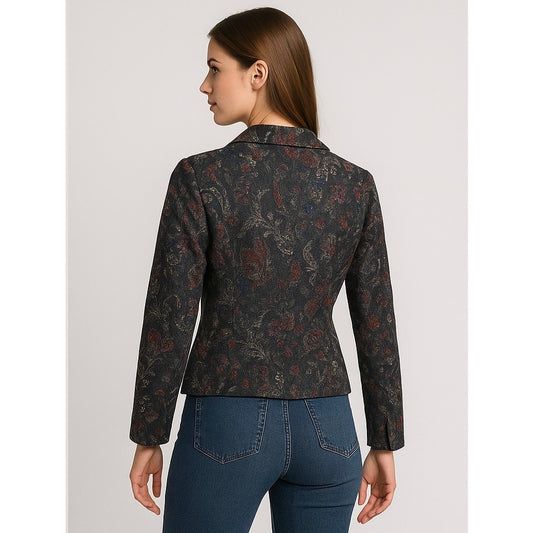 Analogy Women’s Petite Tapestry Brocade Jacket PS Multicolor Paisley Blazer