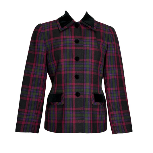 Petite Sophisticate Plaid Wool-Blend Blazer – 4P - Dark Academia Preppy Aesthetic