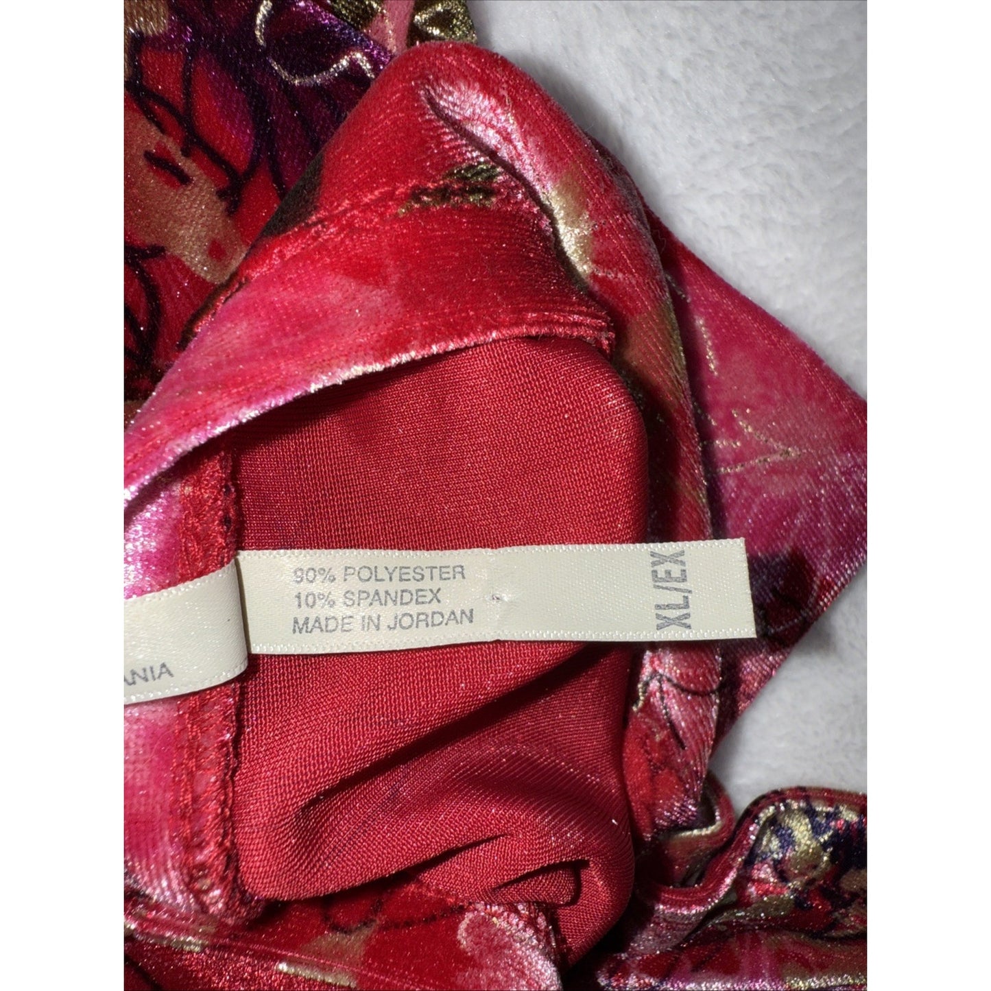 White Stag Shirt Women's Sz X-Large Red Velvet Floral