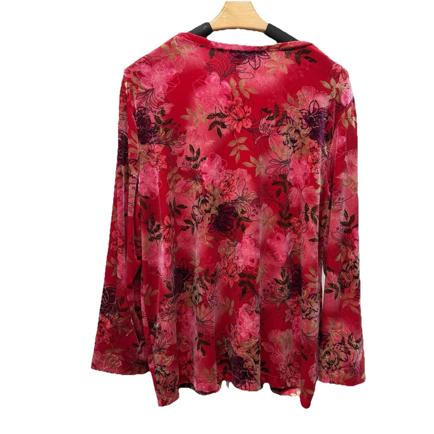 White Stag Shirt Women's Sz X-Large Red Velvet Floral