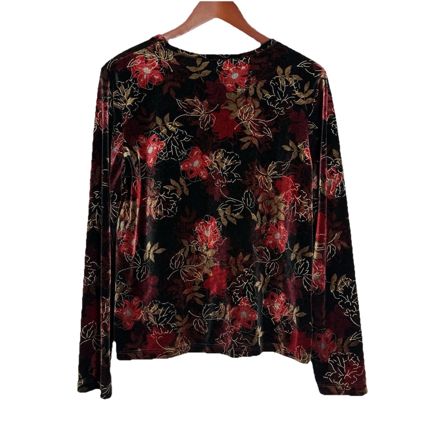White Stag Metallic Floral Velvet Top – Size Large