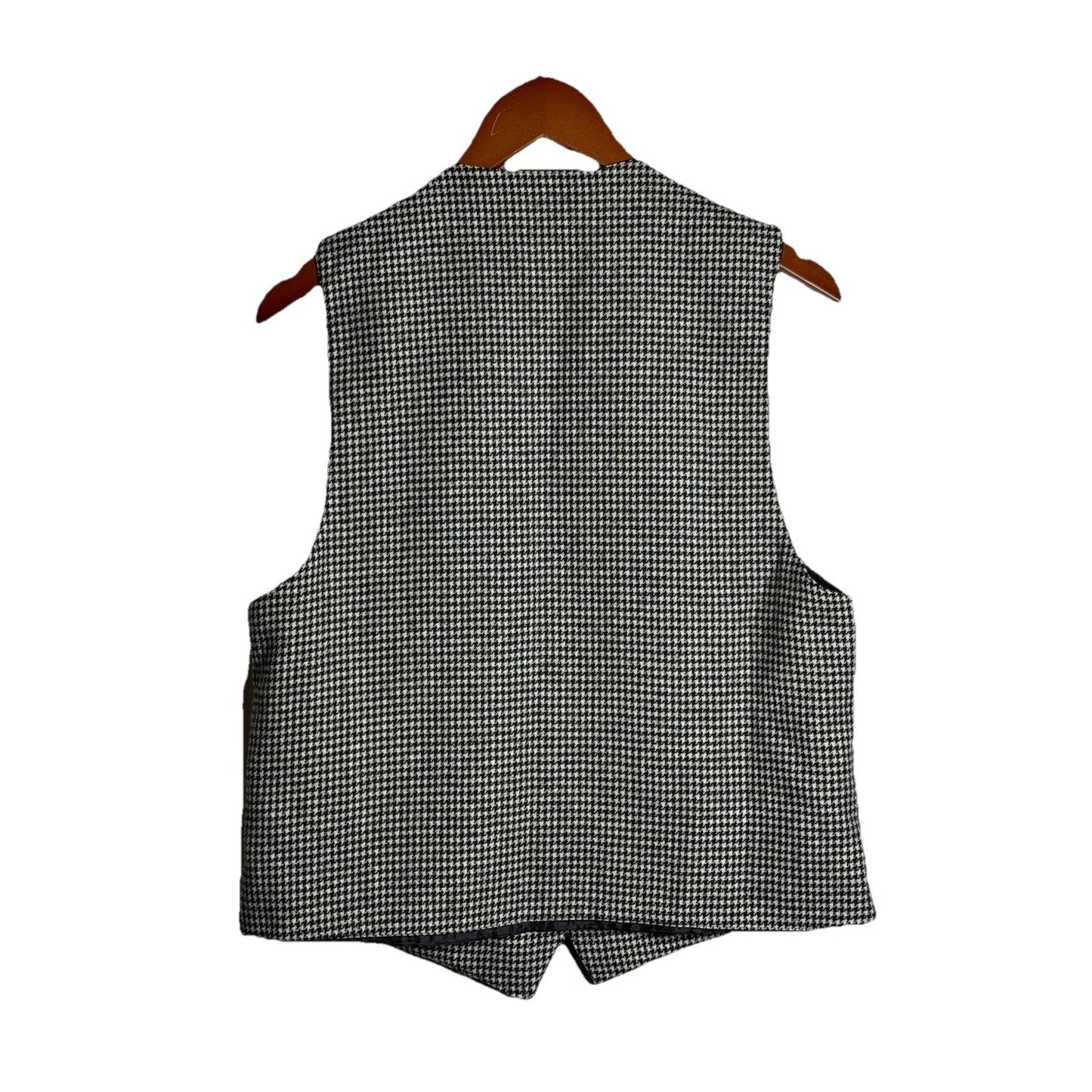 Vintage Patchwork Houndstooth Wool Blend? Vest Sz M USA Made Women Retro Mod