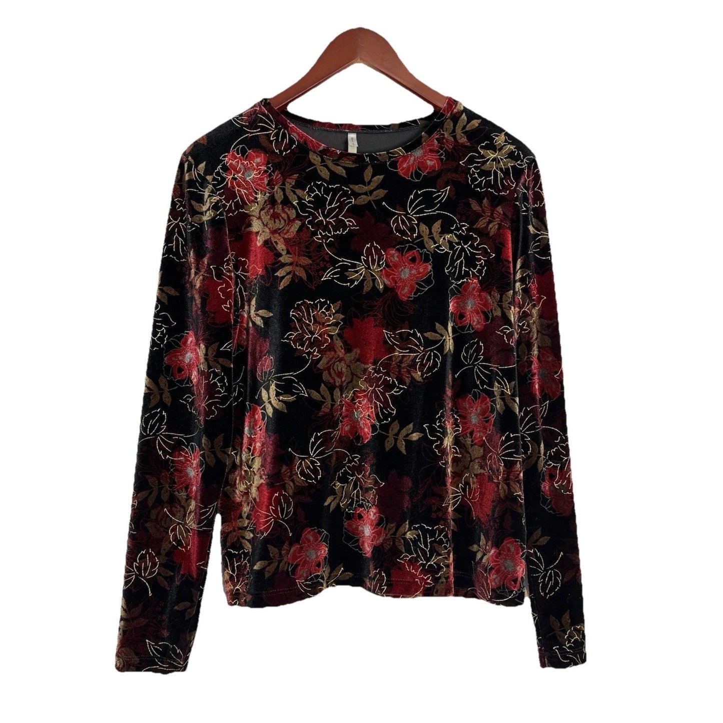 White Stag Metallic Floral Velvet Top – Size Large