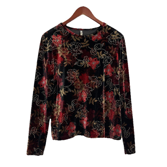 White Stag Metallic Floral Velvet Top – Size Large
