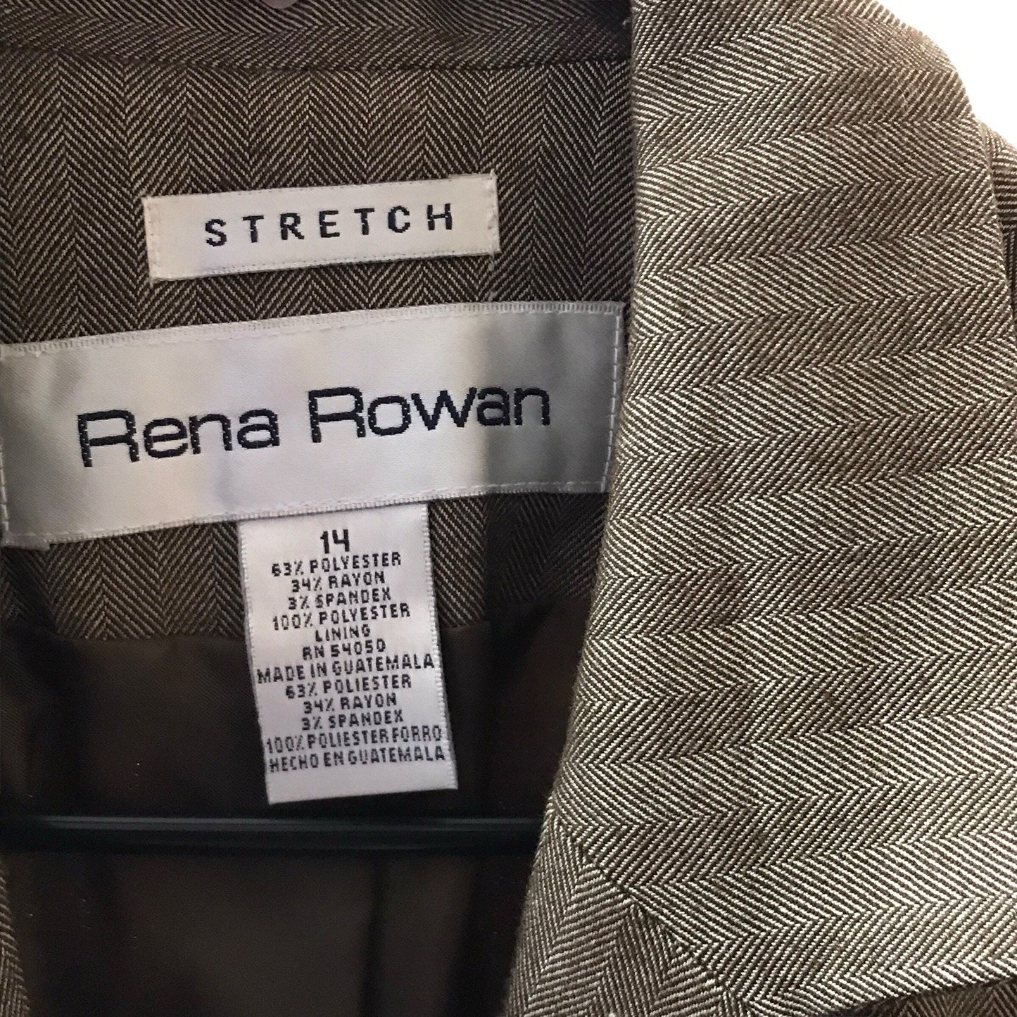 Rena Rowan Women’s Size 14 Brown Herringbone Blazer Jacket Fully Lined
