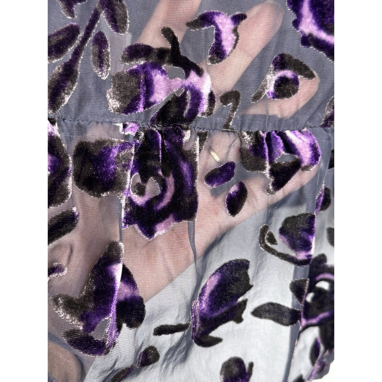 Faded Glory Sheer Navy Purple Velvet Burnout Top Sz XXL Fairy Boho