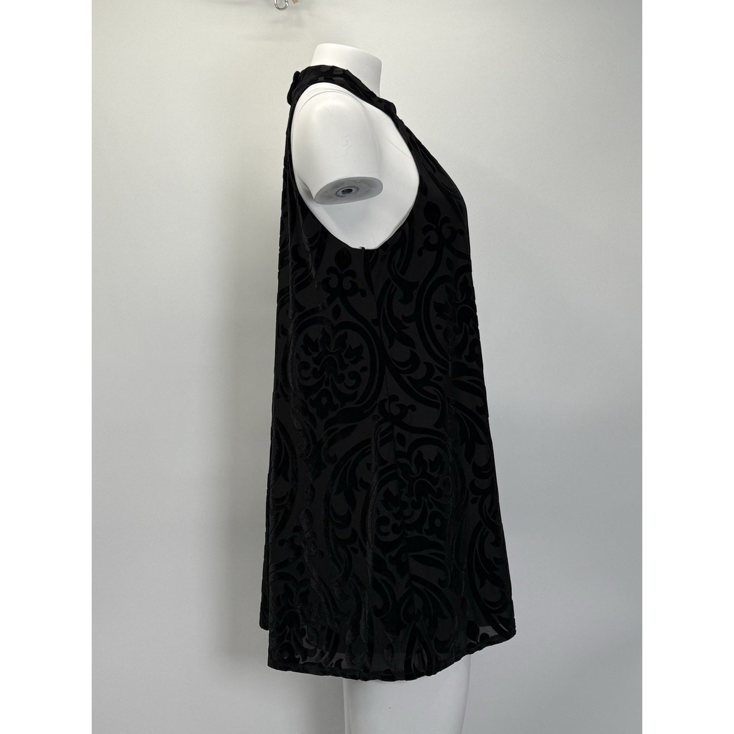 Francesca’s Women’s Small Black Burnout Velvet Halter Dress Made in USA