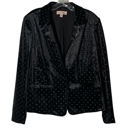 Philosophy Republic Clothing Women’s Black Velvet Rhinestone Blazer Size 12