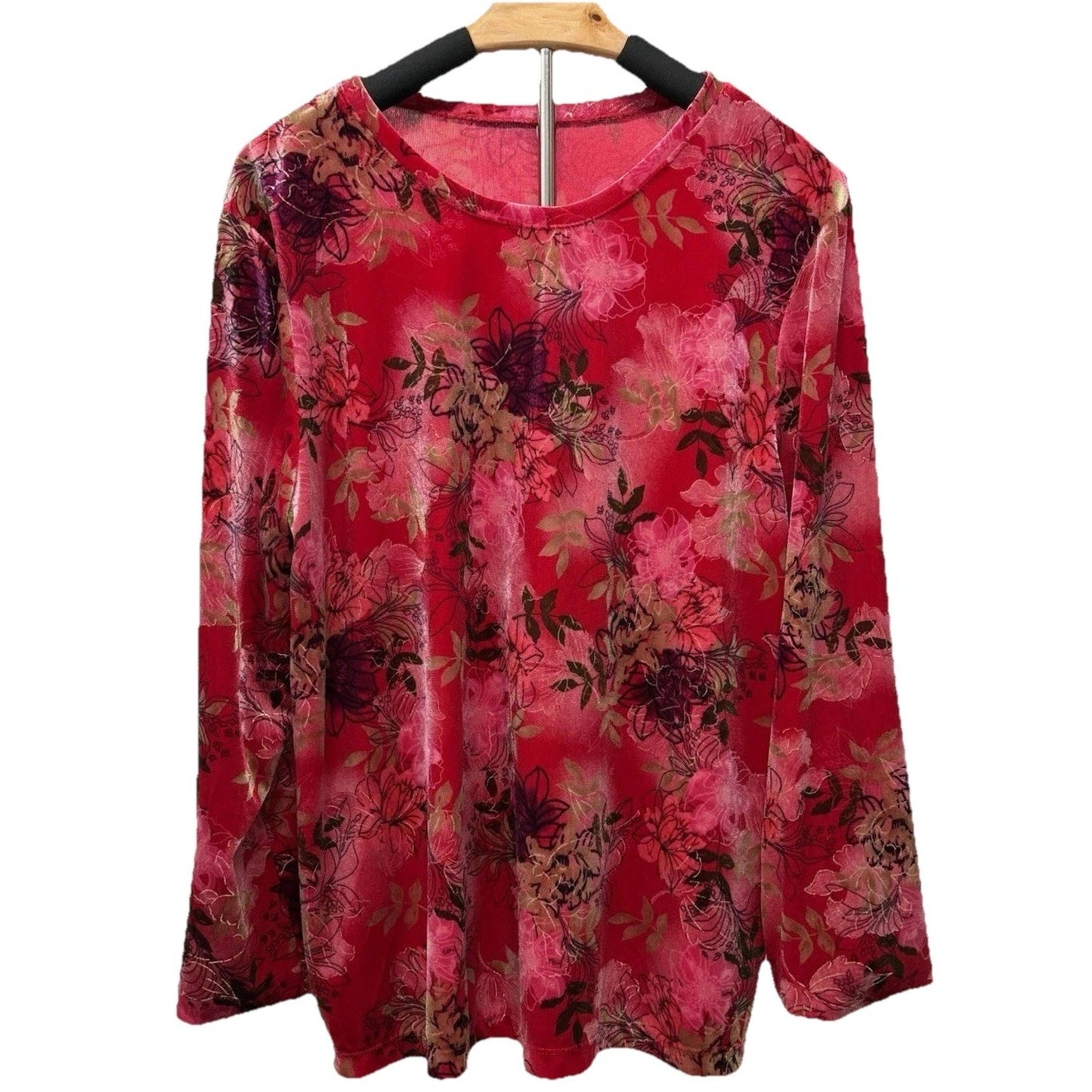 White Stag Shirt Women's Sz X-Large Red Velvet Floral