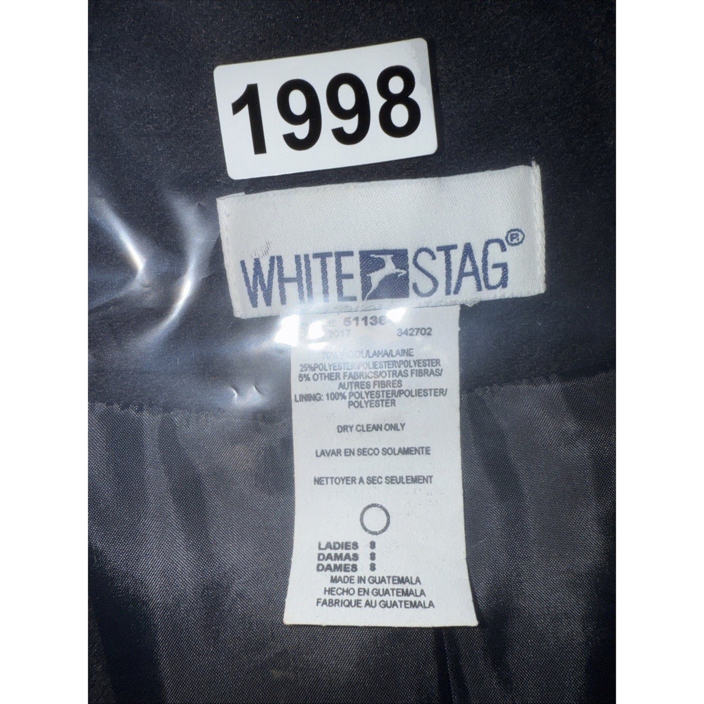 White Stag Wool Blend Blazer Women’s Black 1-Button Jacket Size 8