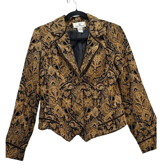 ERIN LONDON Women’s Gold & Black Brocade Baroque Floral Blazer Jacket S