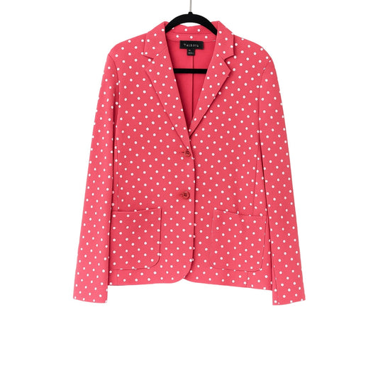 Talbots Pink Polka Dot Stretch Knit Blazer – Size XL | Barbiecore Vintage-Inspired