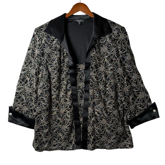 R&M Richards Black Sequin Faux Twinset – Size 20W – Evening Wear