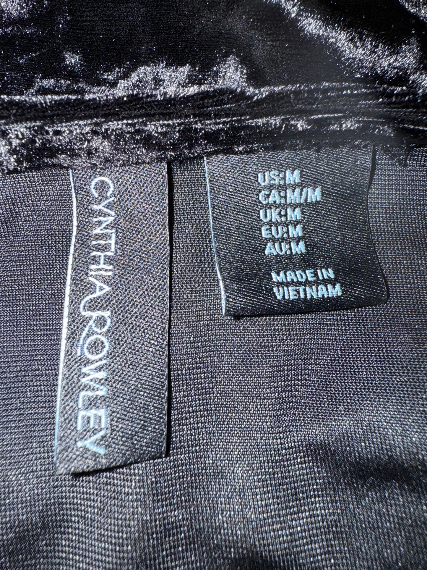 Cynthia Rowley Crushed Velvet Tank Top – Black, Size M
