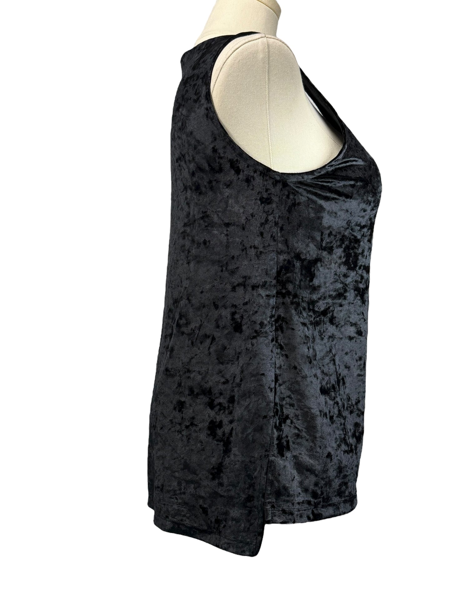 Cynthia Rowley Crushed Velvet Tank Top – Black, Size M