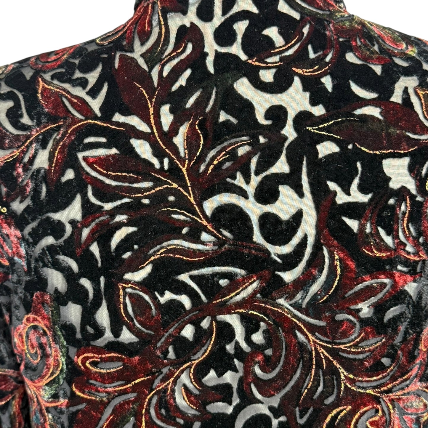 White Stag Velvet Burnout Shirt Womens Button Up Floral Whimsigoth Top Sz Medium