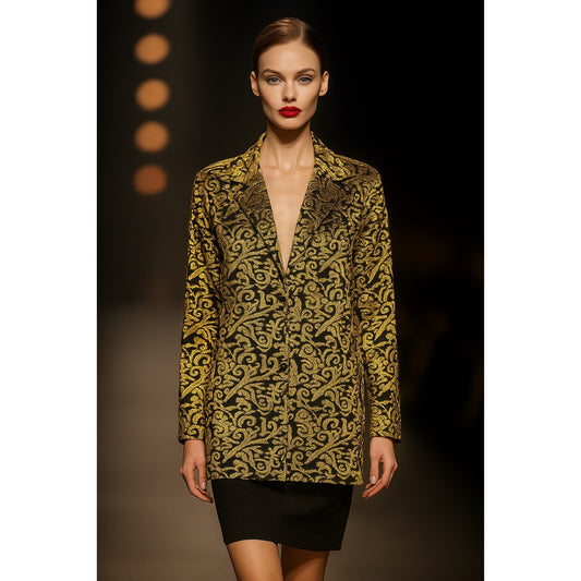 Diane Von Furstenberg Gold Baroque Print Button-Up Shirt – Size L