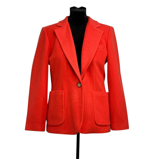 Chadwick’s Red Wool-Cashmere Blend Blazer – Size 14 | Tailored Single-Button Jacket