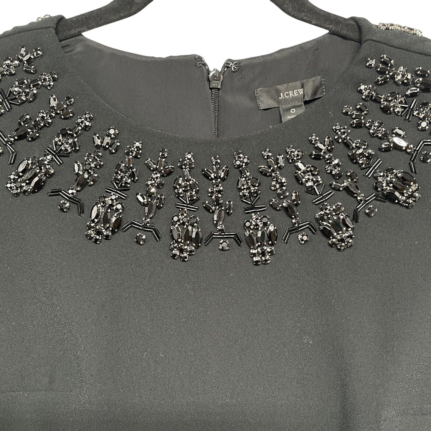 J Crew NWT Woman's Size 0 Embellished Classic Black Shift Dress