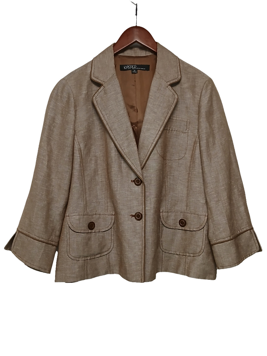 Kasper Womens Linen Blend SportsWear Jacket Blazer Size 16