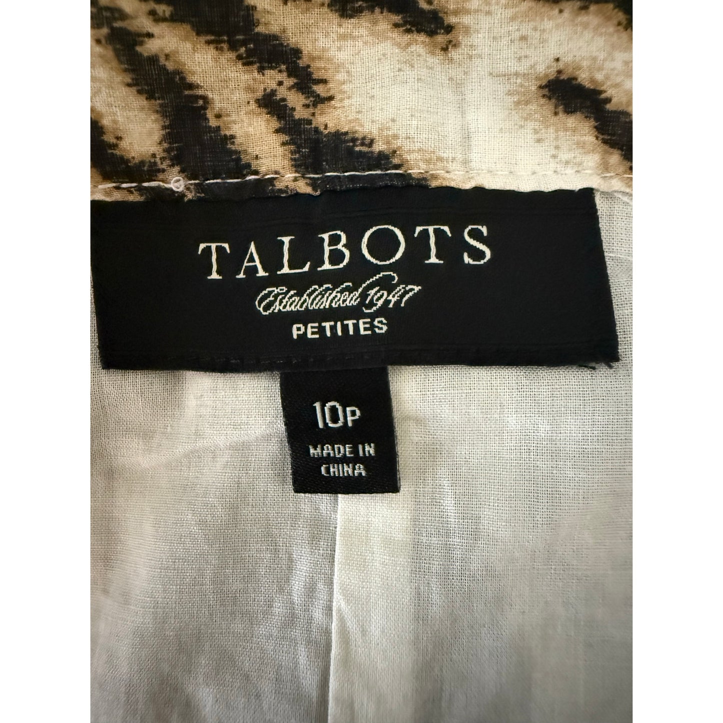 Talbots Petite Animal Print Cotton A-Line Skirt Size 10P
