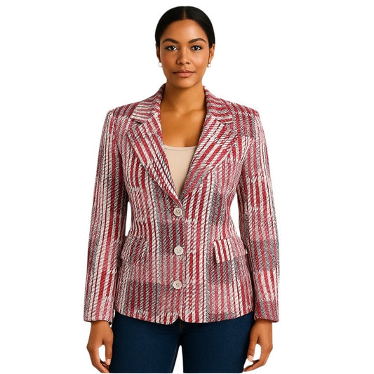 CAbi Patchwork Nautical Anchor Buttons POCKETS 6028 Blazer Jacket Small Career