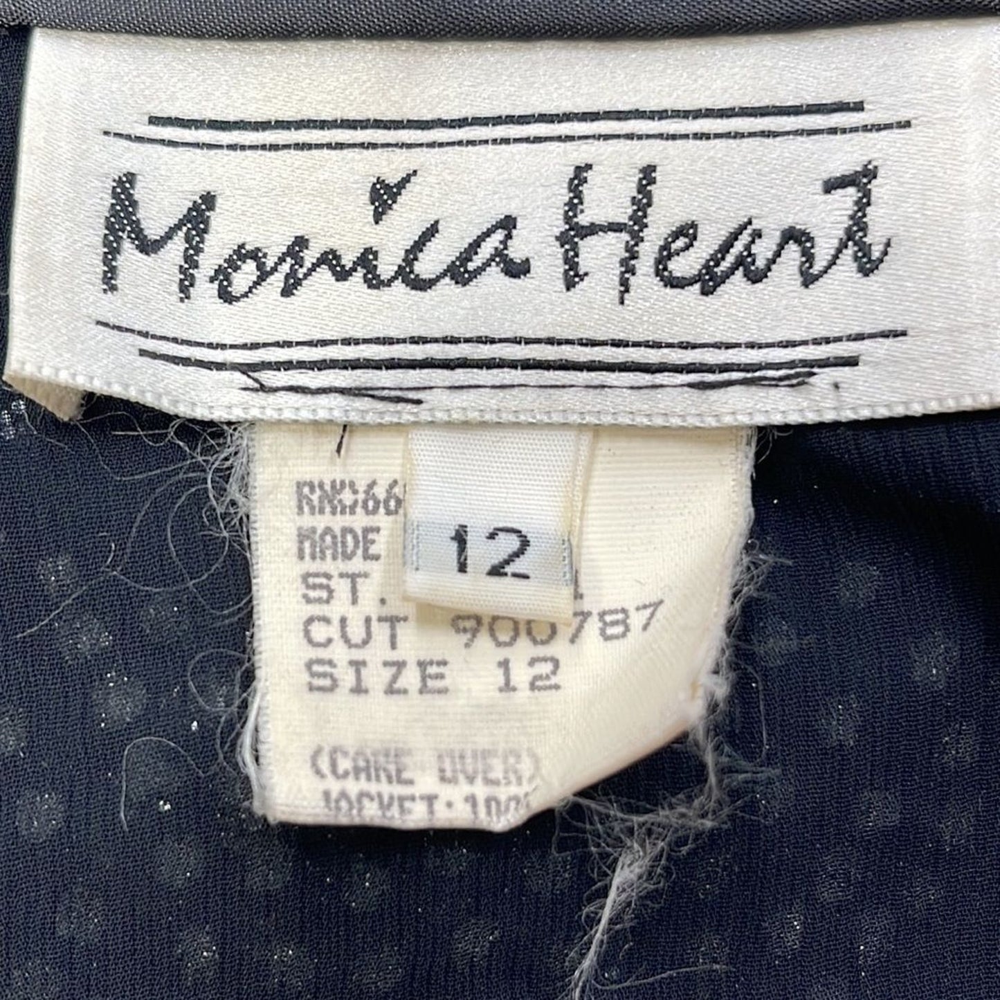 Vintage Monica Heart Shimmer Womens Blouse Black Tie Front V-neck Size 12
