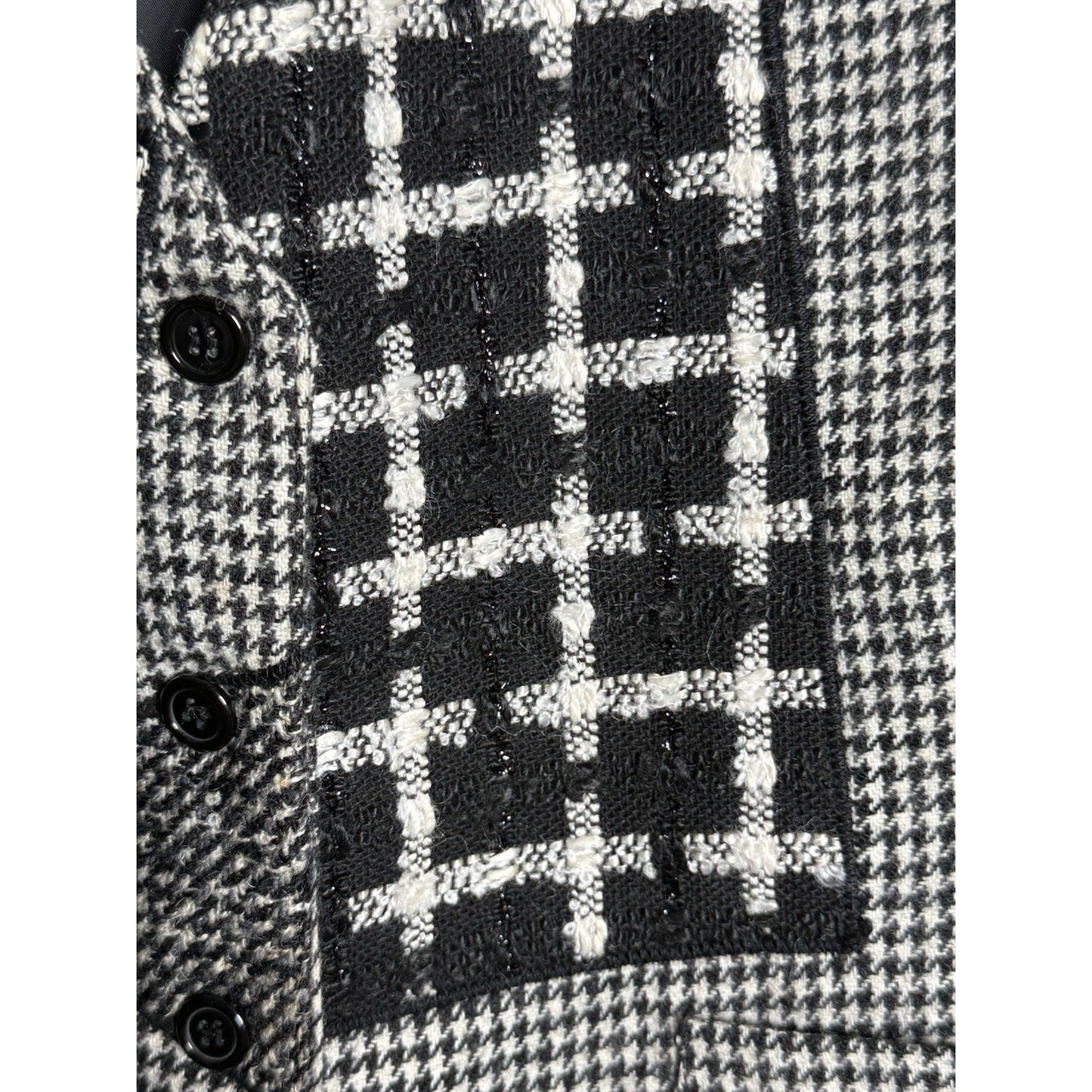 Vintage Patchwork Houndstooth Wool Blend? Vest Sz M USA Made Women Retro Mod