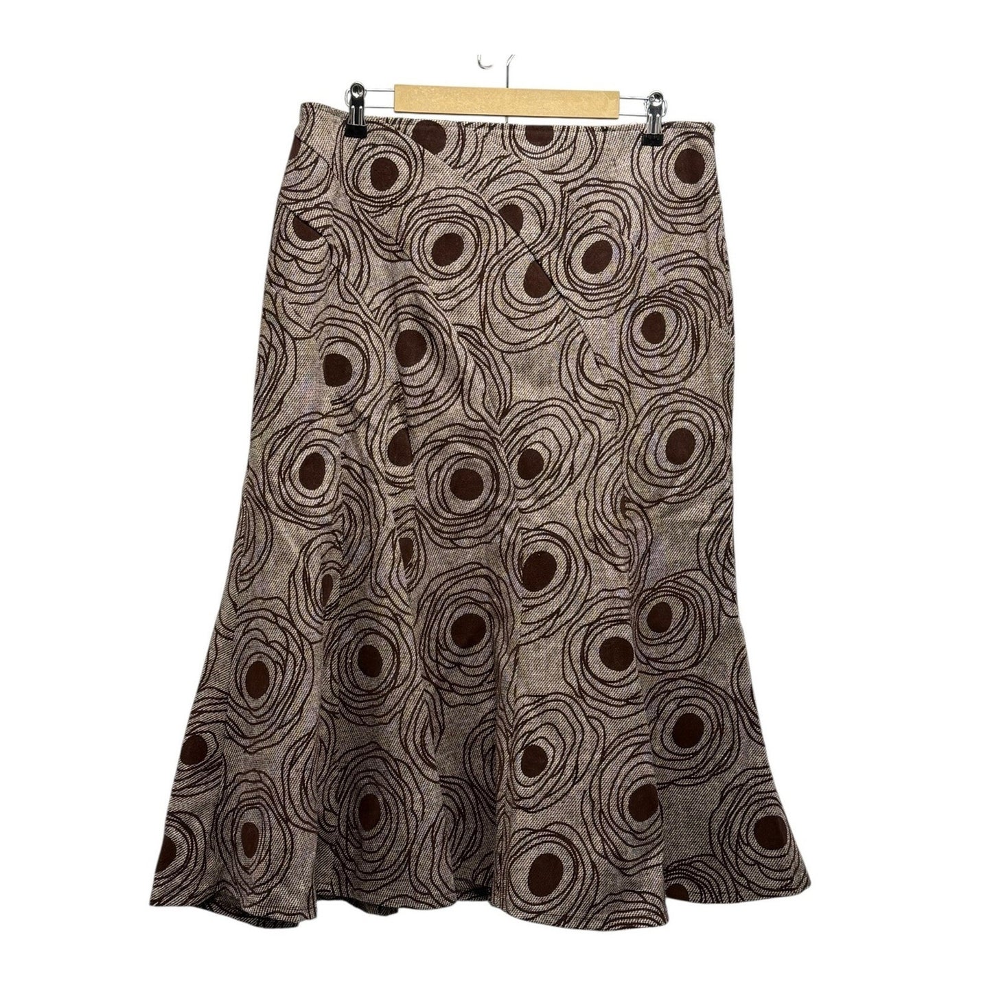 Modelia Brown Wool Blend A-Line Skirt – Circle Print, Size XXL, 33” Long