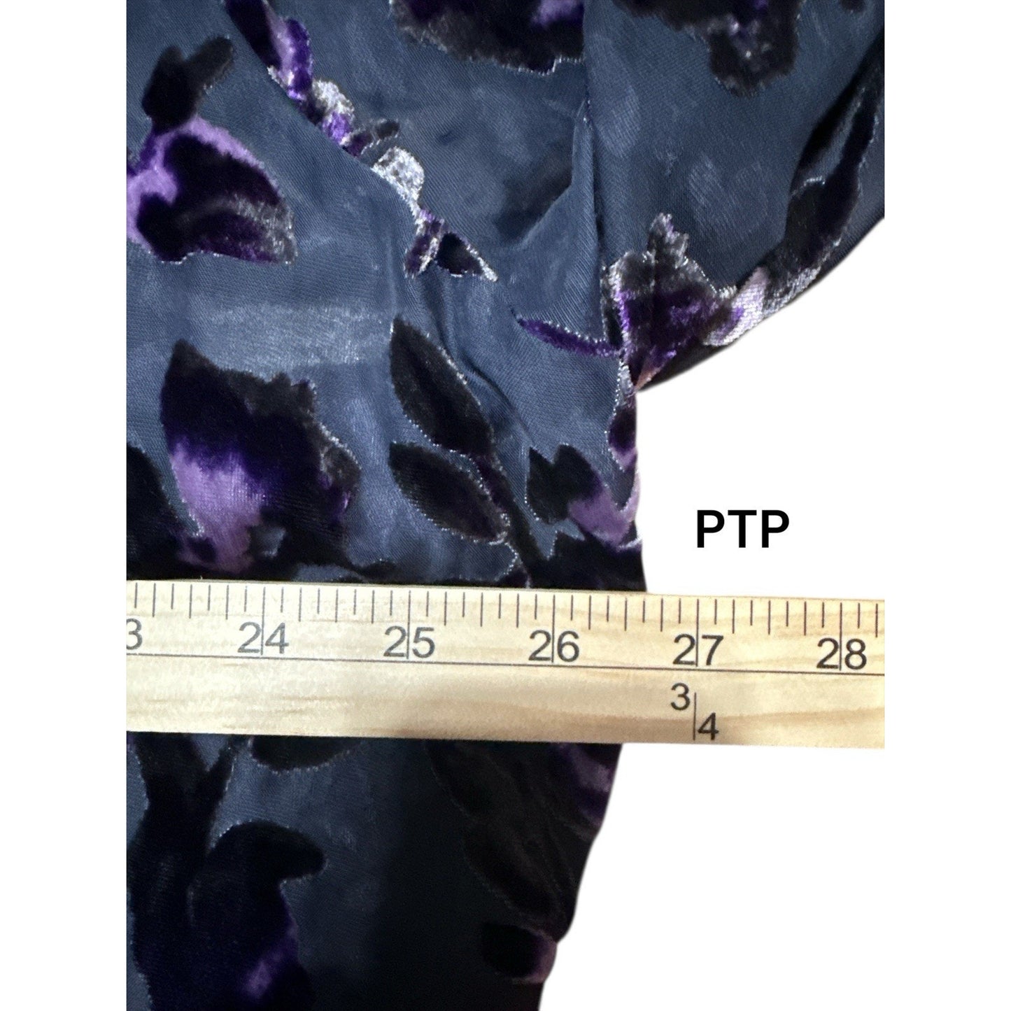 Faded Glory Sheer Navy Purple Velvet Burnout Top Sz XXL Fairy Boho
